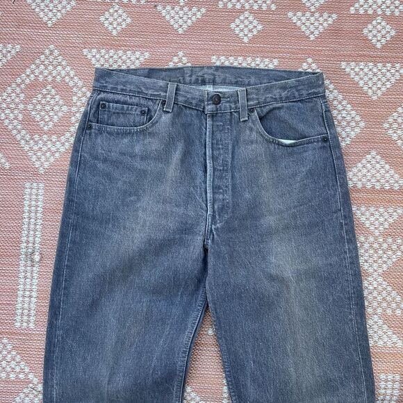 VTG 80s Levis 501 Jeans Mens 32 x 35 Dark Gray Made in USA Button Fly Denim - Picture 6 of 12